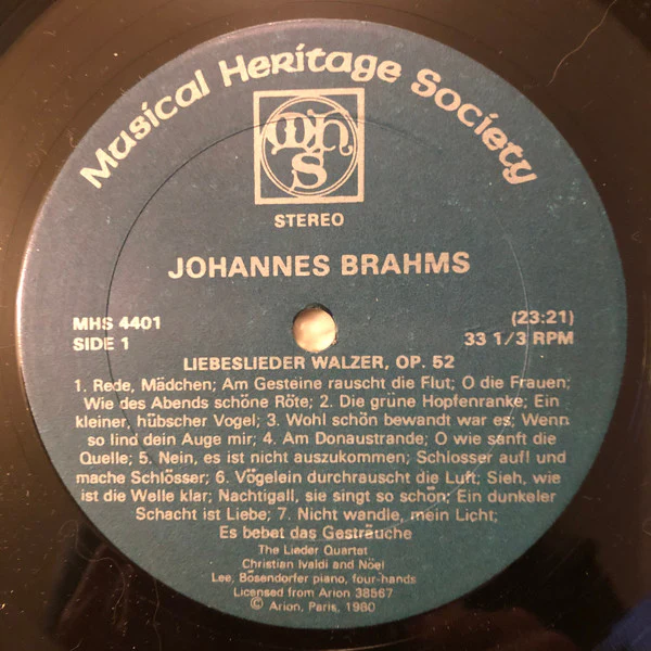 The Lieder Quartet - Johannes Brahms: Liebeslider Walzer, Op. 52; Neue Liebeslieder Walzer, Op. 65 (LP) (Very Good (VG)) - Image 3