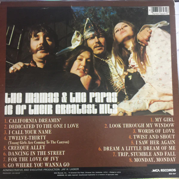 The Mamas & The Papas - 16 Of Their Greatest Hits (LP, Comp, RE, Glo) (Very Good Plus (VG+)) - Image 2