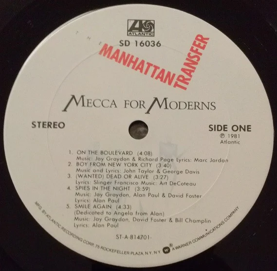 The Manhattan Transfer - Mecca For Moderns (LP, Album, Club) (Very Good Plus (VG+)) - Image 3