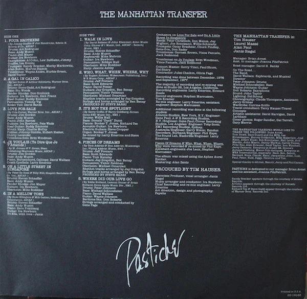 The Manhattan Transfer - Pastiche (LP, Album, PRC) (Very Good Plus (VG+)) - Image 5