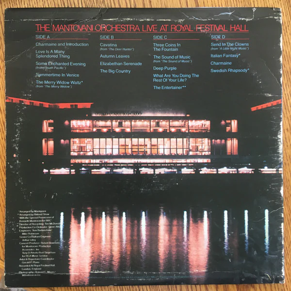 The Mantovani Orchestra - Live At Royal Festival Hall (LP) (Mint (M)) - Image 3