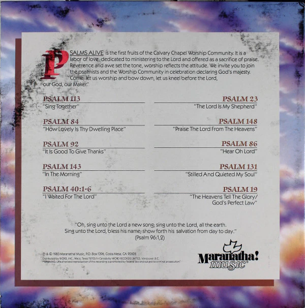 The Maranatha Singers - Psalms Alive! (LP, Gat) (Near Mint (NM or M-)) - Image 2