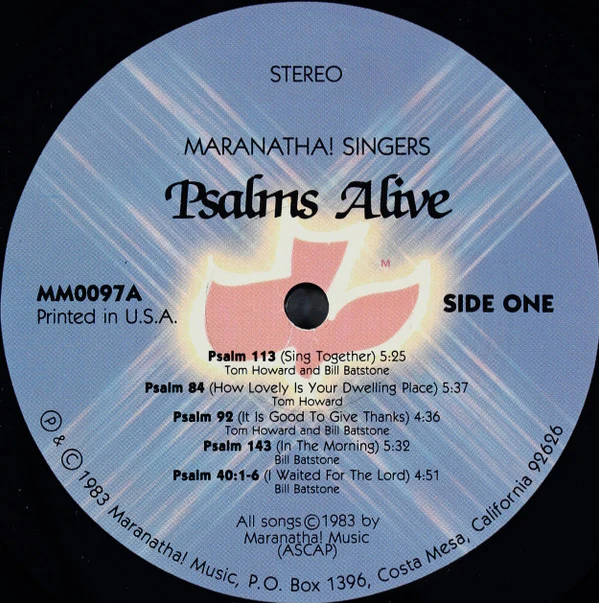 The Maranatha Singers - Psalms Alive! (LP, Gat) (Near Mint (NM or M-)) - Image 3