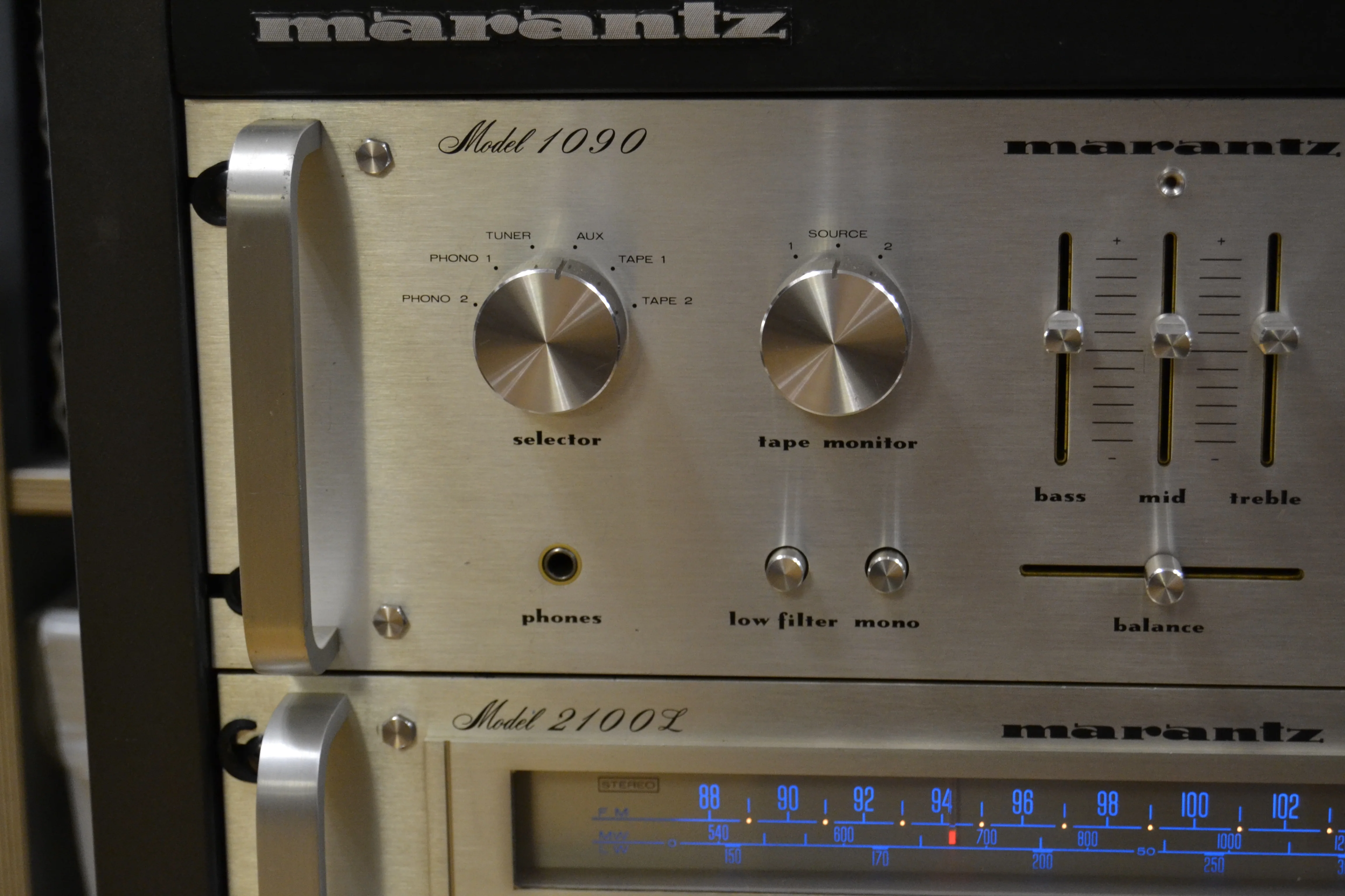 The Marantz Rack with 1090 Integrated Amplifier * 2100L Tuner * 5010B Cassette * - Image 5