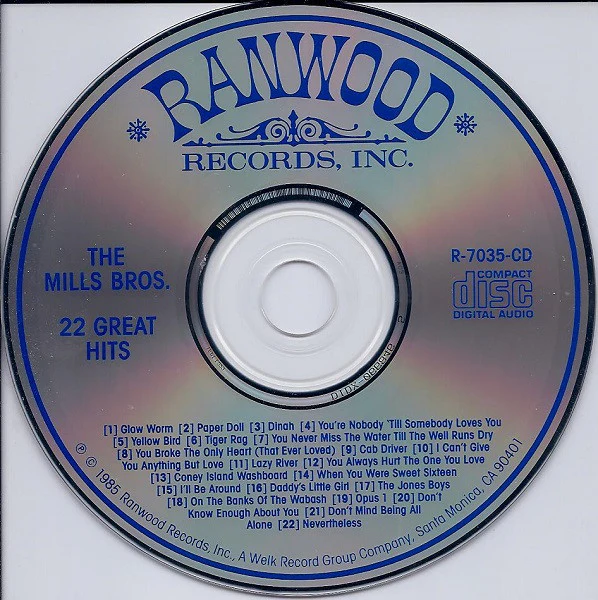 The Mills Bros.* - 22 Great Hits (CD, Comp, RE) (Very Good Plus (VG+)) - Image 4