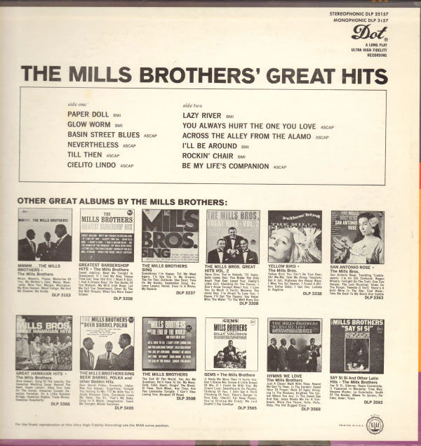 The Mills Brothers - Great Hits (LP, Album, RE) (Very Good Plus (VG+)) - Image 2