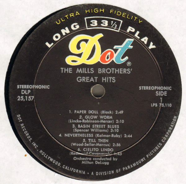 The Mills Brothers - Great Hits (LP, Album, RE) (Very Good Plus (VG+)) - Image 3