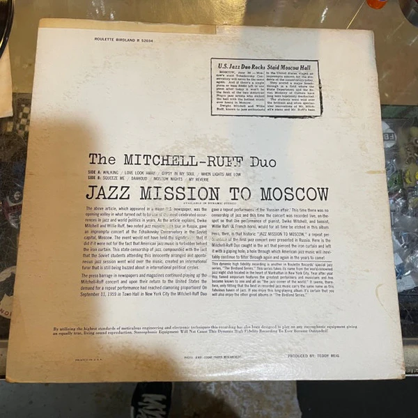 The Mitchell-Ruff Duo - Jazz Mission To Moscow (LP, Album, Mono) (Very Good Plus (VG+)) - Image 2
