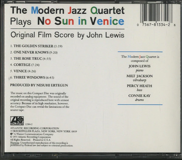 The Modern Jazz Quartet - No Sun In Venice (CD, Album, RE) (Near Mint (NM or M-)) - Image 2