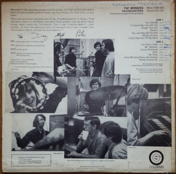 The Monkees - Headquarters (LP, Album, Roc) (Very Good (VG)) - Image 2