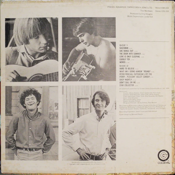 The Monkees - Pisces, Aquarius, Capricorn & Jones, Ltd. (LP, Album, Ind) (Very Good Plus (VG+)) - Image 2