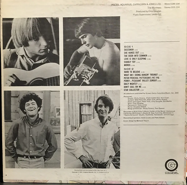 The Monkees - Pisces, Aquarius, Capricorn & Jones Ltd. (LP, Album, Mono, Ind) (Very Good (VG)) - Image 2