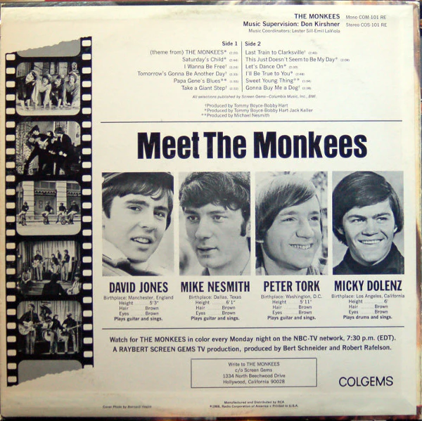 The Monkees - The Monkees (LP, Album, Mono, RP) (Very Good (VG)) - Image 2