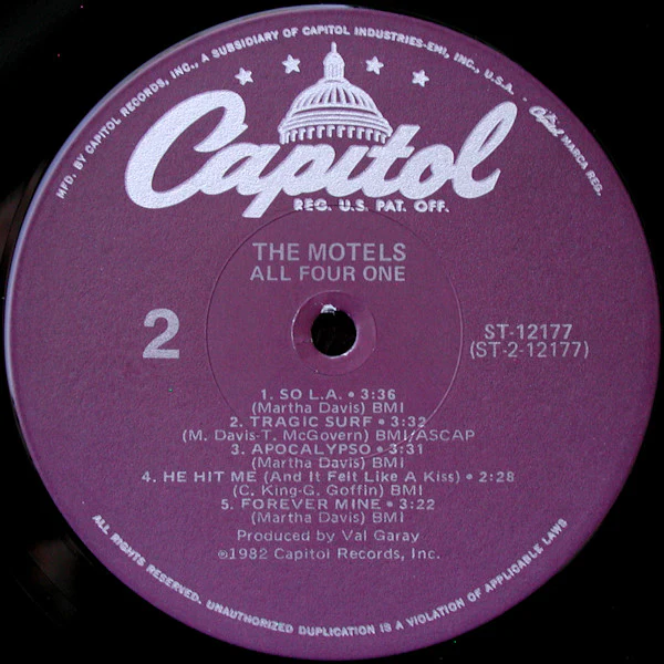 The Motels - All Four One (LP, Album, Win) (Very Good Plus (VG+)) - Image 4
