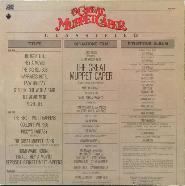 The Muppets - The Great Muppet Caper (An Original Soundtrack Recording) (LP, Album) (Very Good Plus (VG+)) - Image 2