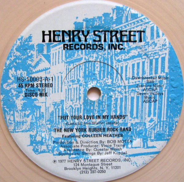 The New York Rubber Rock Band Featuring Colleen Heather - Put Your Love In My Hands / Peanuts (12", Cle) (Very Good Plus (VG+))
