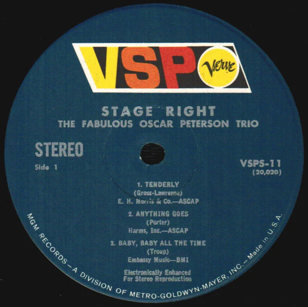The Oscar Peterson Trio - Stage Right (LP, Comp, RM, MGM) (Very Good Plus (VG+)) - Image 3
