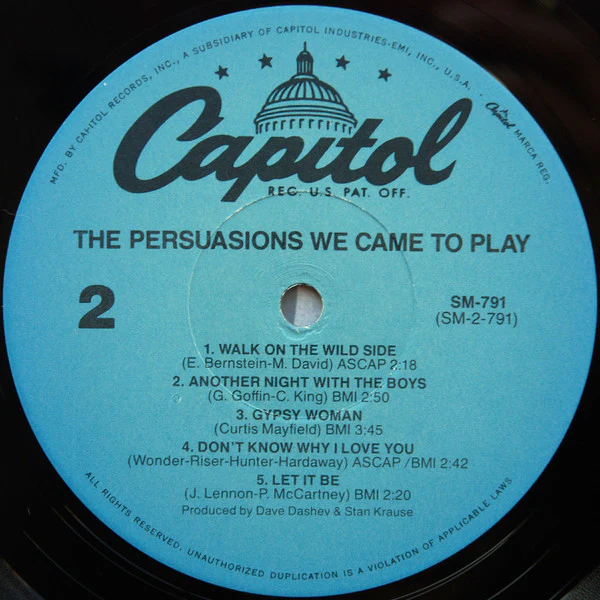 The Persuasions - We Came To Play (LP, RE, Jac) (Very Good (VG)) - Image 4