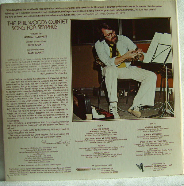 The Phil Woods Quintet - Song For Sisyphus (LP, Album, Ltd, Dir) (Very Good Plus (VG+)) - Image 2