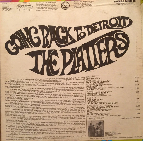 The Platters - Going Back To Detroit (LP, Ter) (Good Plus (G+)) - Image 2