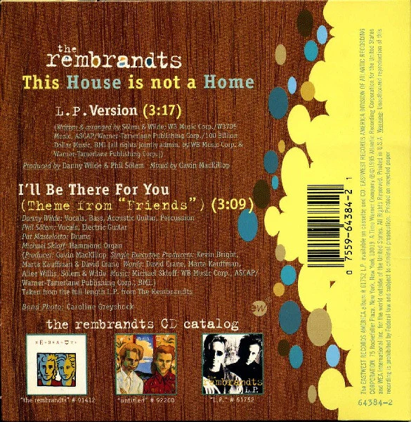 The Rembrandts - This House Is Not A Home (CD, Single) (Near Mint (NM or M-)) - Image 2