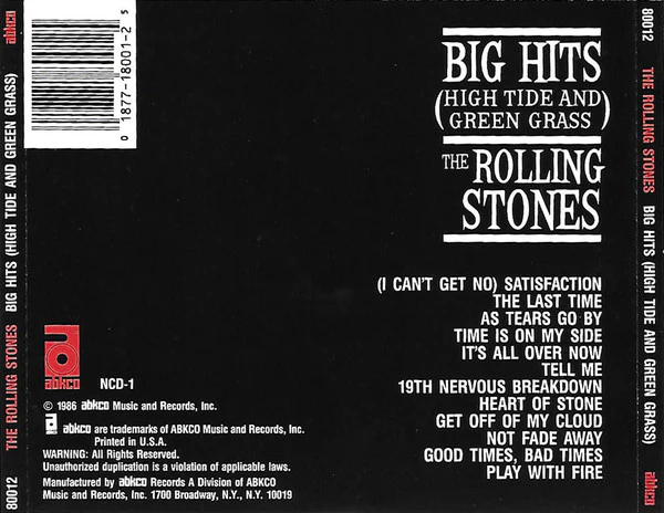 The Rolling Stones - Big Hits (High Tide And Green Grass) (CD, Comp, RE) (Near Mint (NM or M-)) - Image 2