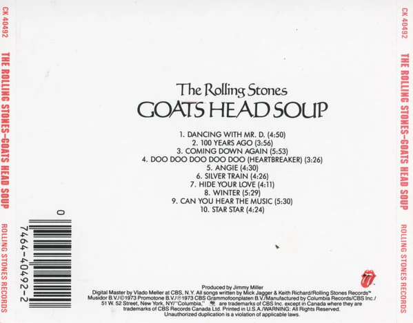 The Rolling Stones - Goats Head Soup (CD, Album, RE) (Very Good Plus (VG+)) - Image 2