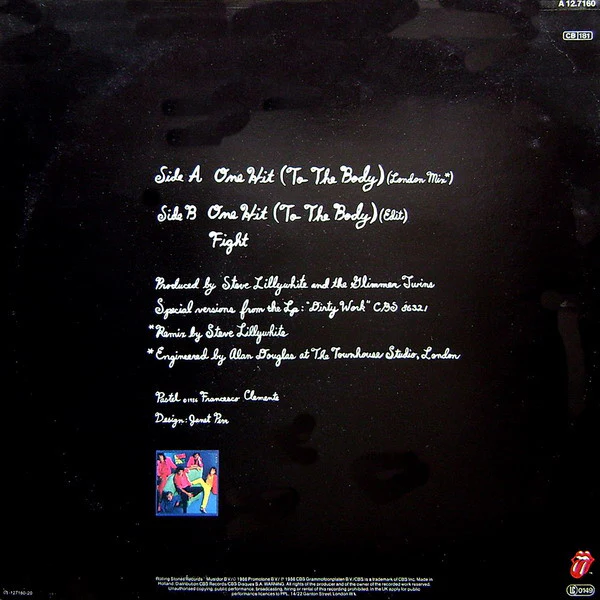 The Rolling Stones - One Hit (To The Body) (12", Maxi) (Very Good Plus (VG+)) - Image 2