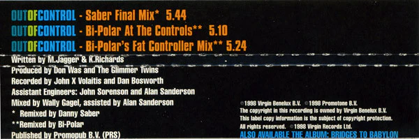 The Rolling Stones - Out Of Control (Minimax, Single, Ltd) (Very Good Plus (VG+)) - Image 4