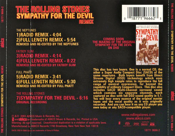 The Rolling Stones - Sympathy For The Devil (Remix) (SACD, Hybrid, Multichannel, Maxi) (Near Mint (NM or M-)) - Image 3