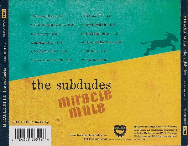 The Subdudes - Miracle Mule (CD, Album) (Near Mint (NM or M-)) - Image 2