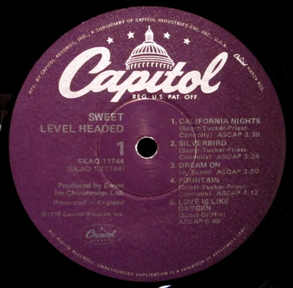 The Sweet - Level Headed (LP, Album, Win) (Very Good Plus (VG+)) - Image 5