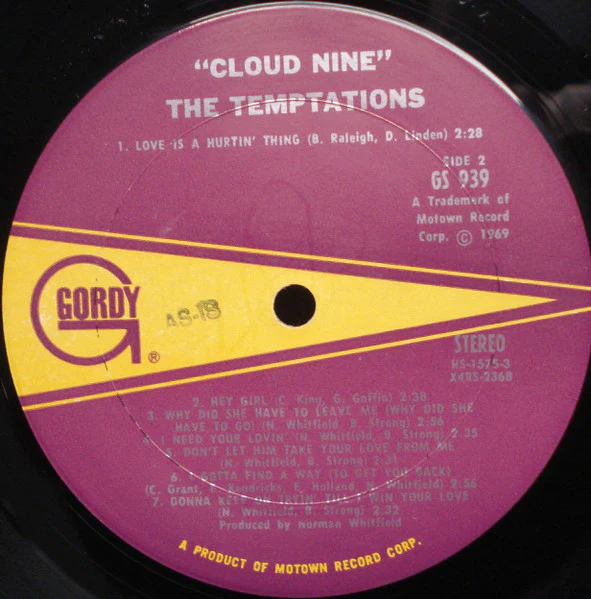 The Temptations - Cloud Nine (LP, Album, Pit) (Very Good Plus (VG+)) - Image 4