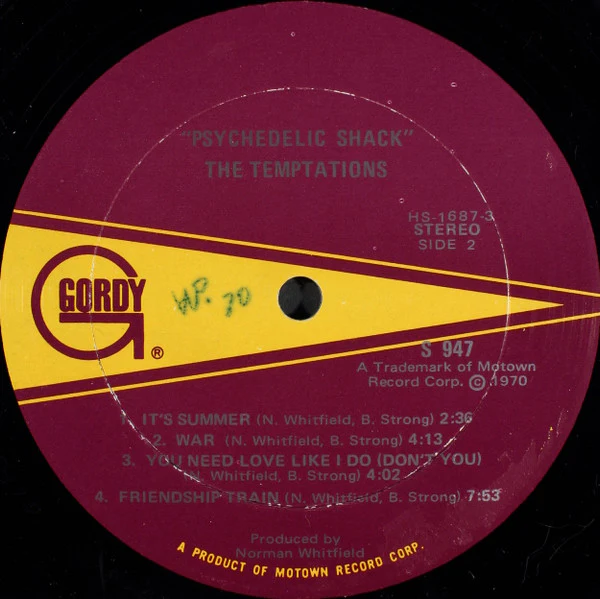 The Temptations - Psychedelic Shack (LP, Album) (Good Plus (G+)) - Image 4