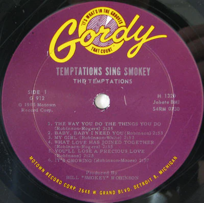 The Temptations - The Temptations Sing Smokey (LP, Album, Mono, Roc) (Very Good Plus (VG+)) - Image 3