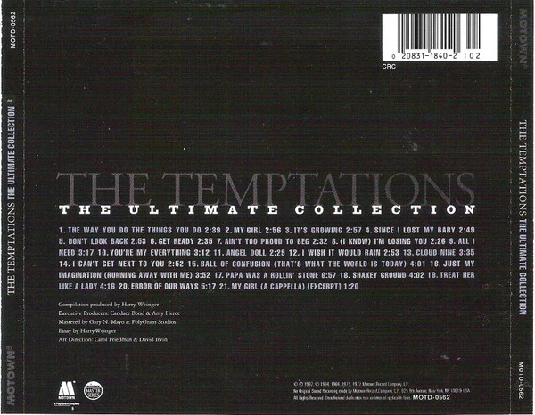 The Temptations - The Ultimate Collection (CD, Comp, Club, CRC) (Near Mint (NM or M-)) - Image 2