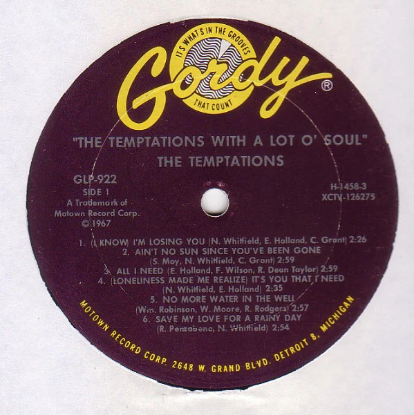 The Temptations - With A Lot O' Soul (LP, Album, Mono, Pit) (Good Plus (G+)) - Image 3