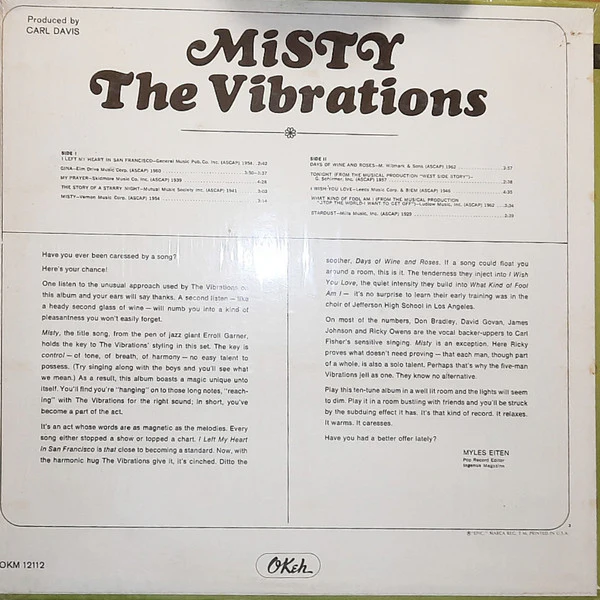 The Vibrations - Misty (LP, Album, Mono) (Very Good (VG)) - Image 2