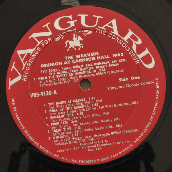The Weavers - Reunion At Carnegie Hall - 1963 (LP, Mon) (Very Good (VG)) - Image 3