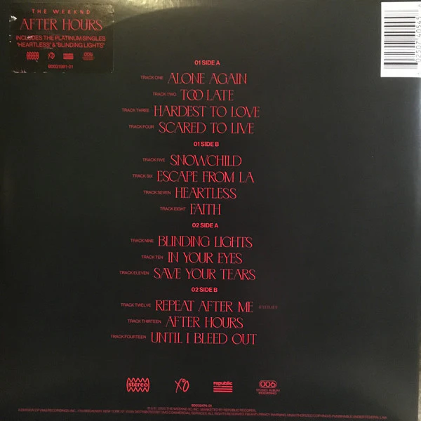 The Weeknd - After Hours (2xLP, Album, Ltd, Gol) (Near Mint (NM or M-)) - Image 2