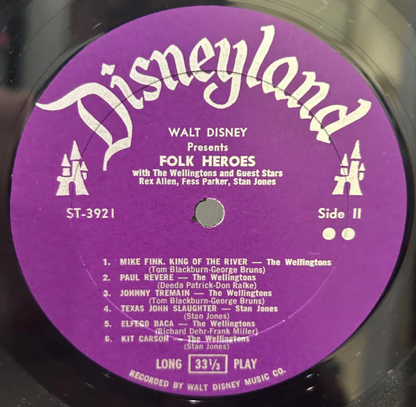 The Wellingtons - Walt Disney Presents Folk Heroes (LP, Comp) (Very Good (VG)) - Image 4