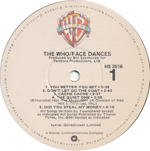 The Who - Face Dances (LP, Album, Win) (Good Plus (G+)) - Image 3