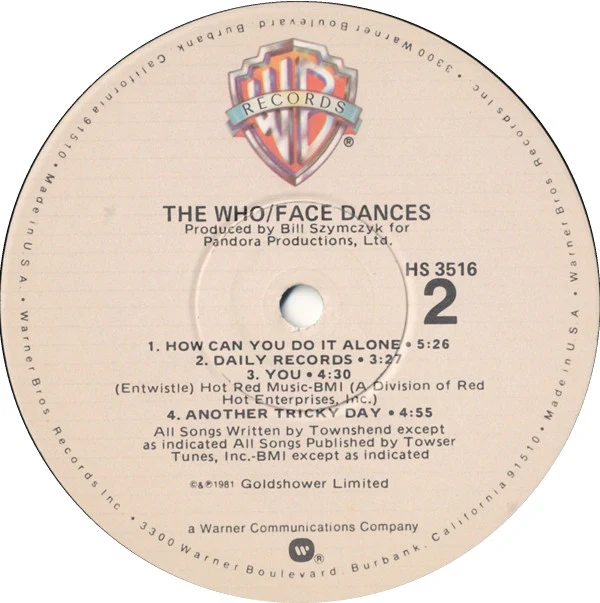 The Who - Face Dances (LP, Album, Win) (Very Good (VG)) - Image 4