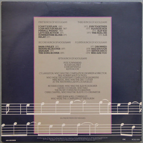 The Who - Hooligans (2xLP, Comp, Club, CRC) (Near Mint (NM or M-)) - Image 4