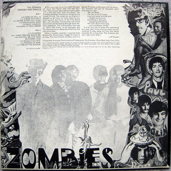 The Zombies - Odessey And Oracle (LP, Album, Pit) (Very Good Plus (VG+)) - Image 2