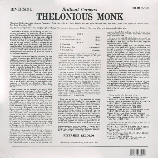 Thelonious Monk - Brilliant Corners (LP, Album, Mono, RE, 150) (Mint (M)) NEW & SEALED - Image 2