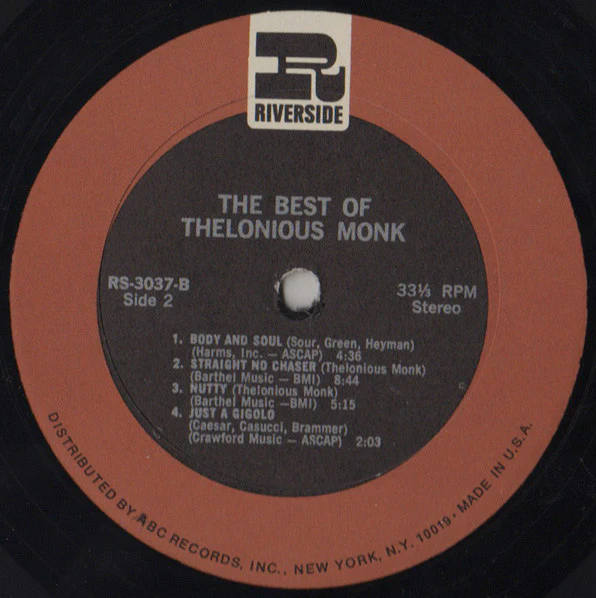 Thelonious Monk - The Best Of Thelonious Monk (LP, Comp) (Very Good Plus (VG+)) - Image 4