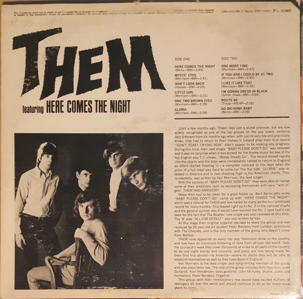 Them - Here Comes The Night (LP, Album, Mono, Glo) (Very Good (VG)) - Image 3