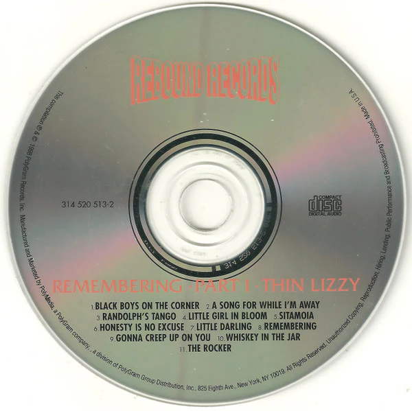 Thin Lizzy Featuring Eric Bell And Gary Moore - Remembering Part 1 (CD, Comp, RE) (Near Mint (NM or M-)) - Image 3