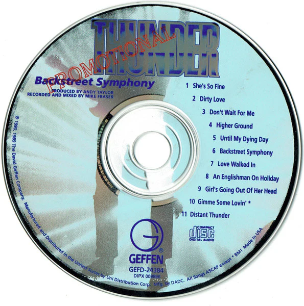 Thunder  - Back Street Symphony (CD, Album, Promo) (Very Good Plus (VG+)) - Image 3